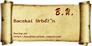 Bacskai Urbán névjegykártya